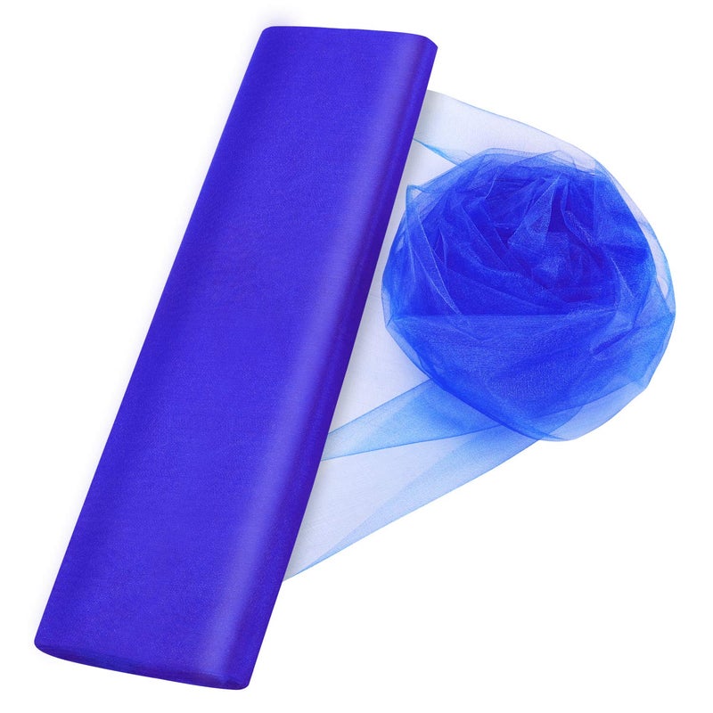 Anteer Crystal Organza Tulle Sheer Fabric Backdrop Curtains for Wedding Baby Shower Birthday Party Event Decor, 19â€ by 30 Yard (Royal Blue) - Image 1